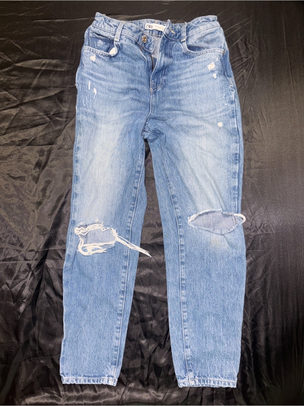 Zara Distressed Light Blue Boyfriend Jeans